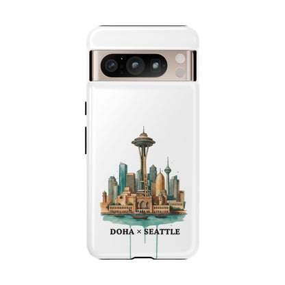 Coque de téléphone résistante Doha x Seattle Skyline — Protection pour téléphone inspirée de la ville