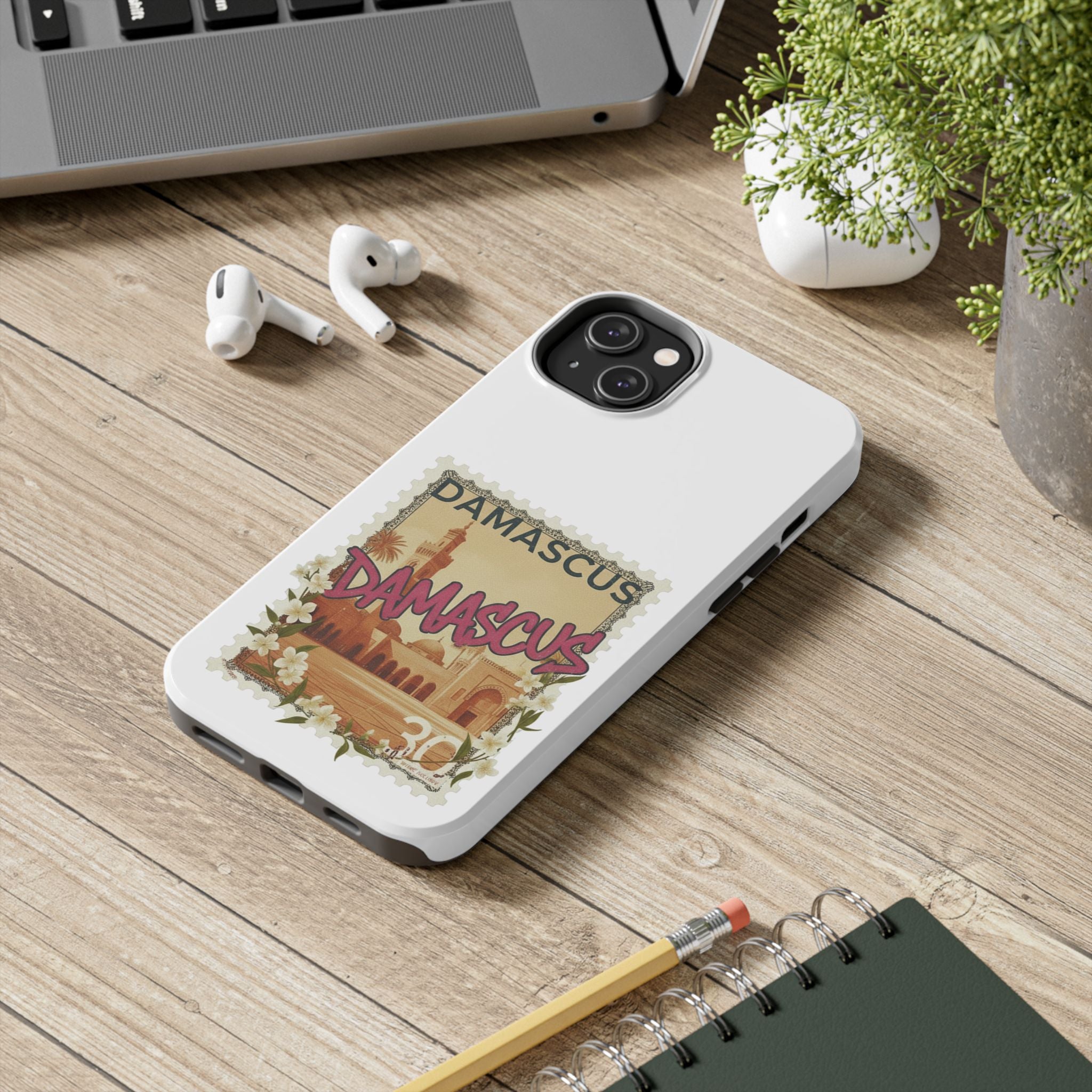 Damascus Vintage Stamp Tough Phone Case — Retro Travel Phone Cover
