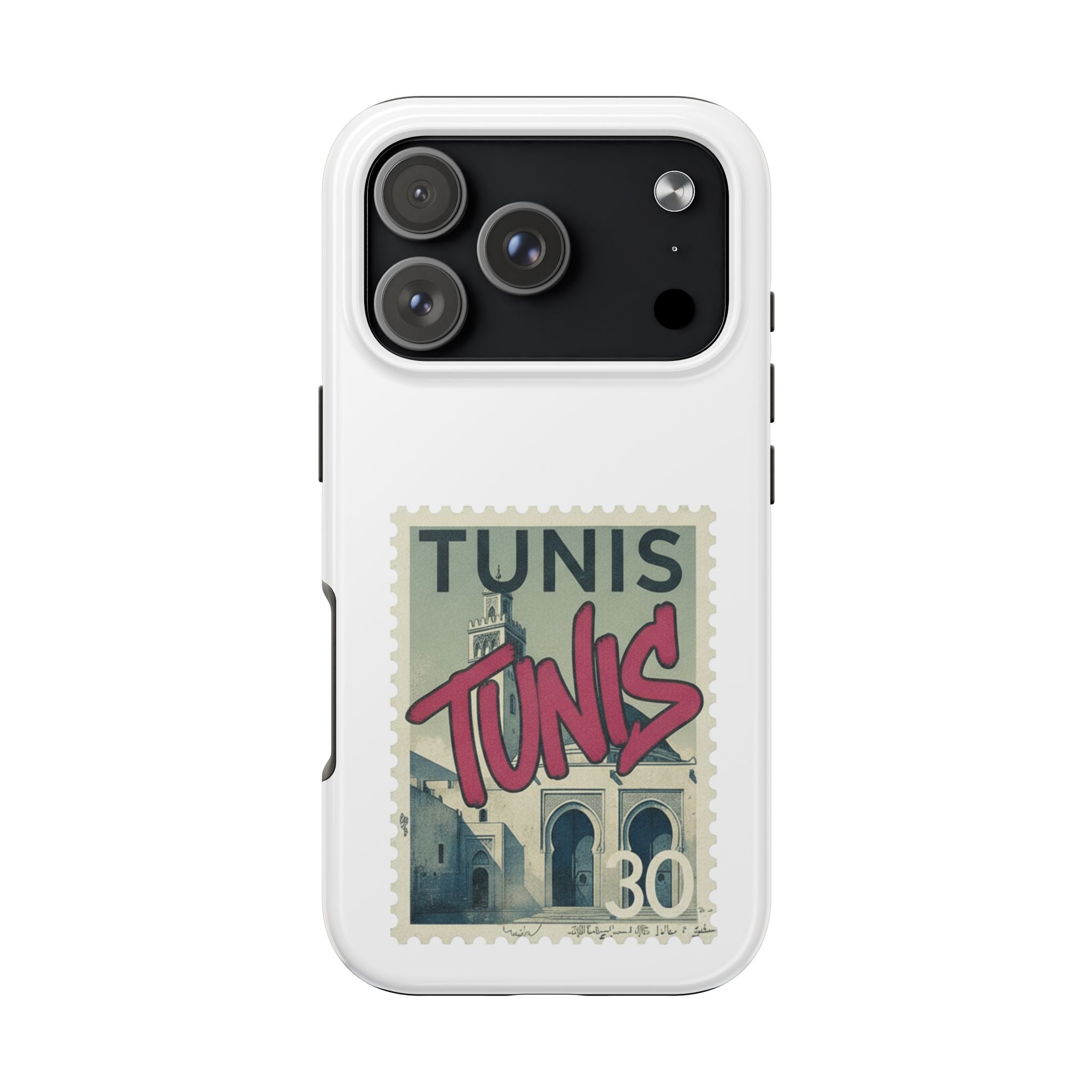Tunis Vintage Stamp Tough Phone Case — Retro Tunisia Travel Phone Cover