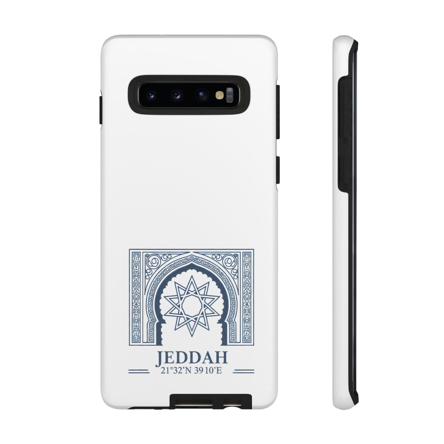 Jeddah Coordinates Phone Case — Blue Islamic Arch Travel Souvenir