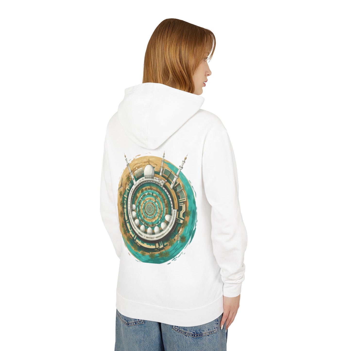 Mandala Mosque Hoodie — Islamic Geometric Art Backprint Hoodie