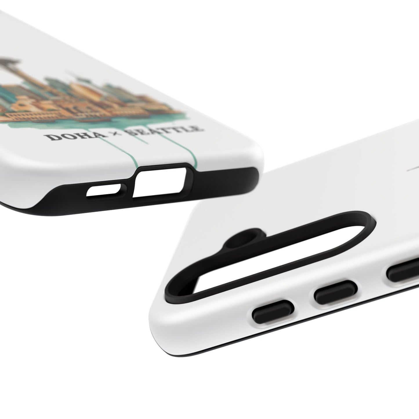 Coque de téléphone résistante Doha x Seattle Skyline — Protection pour téléphone inspirée de la ville