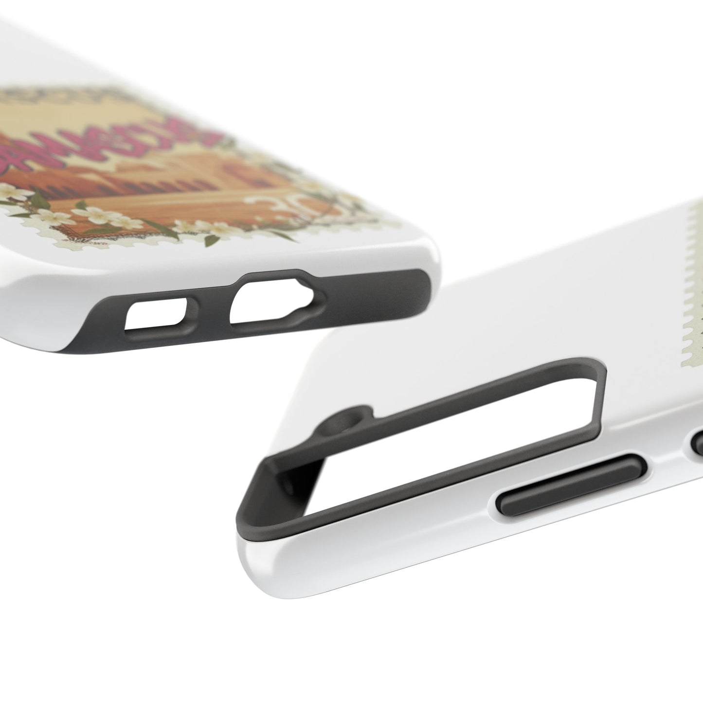 Étui de téléphone résistant à motif de timbres vintage Damas — Coque de téléphone rétro pour voyage