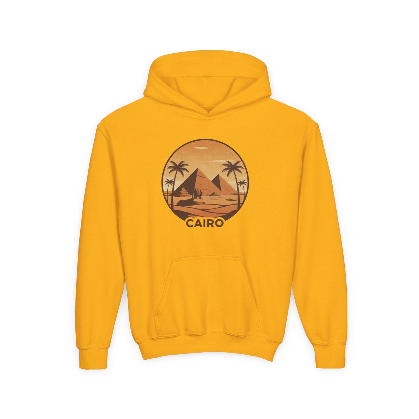 Youth Hoodie - Cairo Retro Pyramids Sunset Graphic
