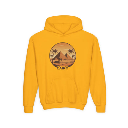 Youth Hoodie - Cairo Retro Pyramids Sunset Graphic