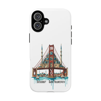 City Bridge Phone Case — Istanbul × San Francisco Illustrated Travel Design