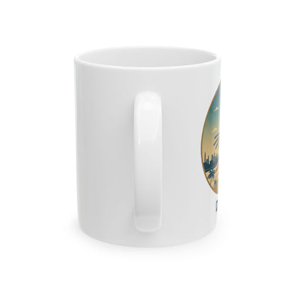 Mug en céramique avec panorama de Dubaï – Tasse à café Palmier du désert et Burj Khalifa (325 ml/445 ml)