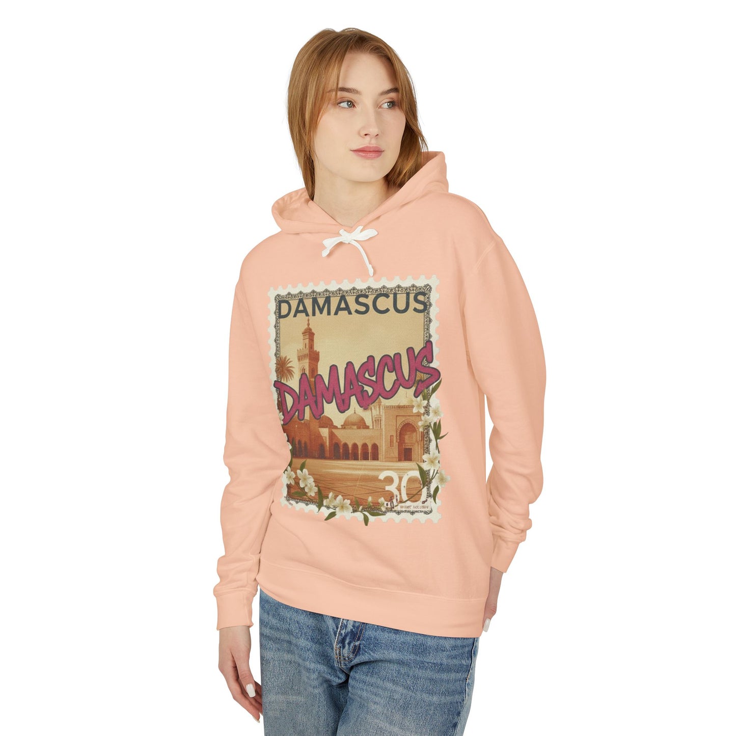 Damascus Vintage Postage Hoodie — Retro Travel Sweatshirt