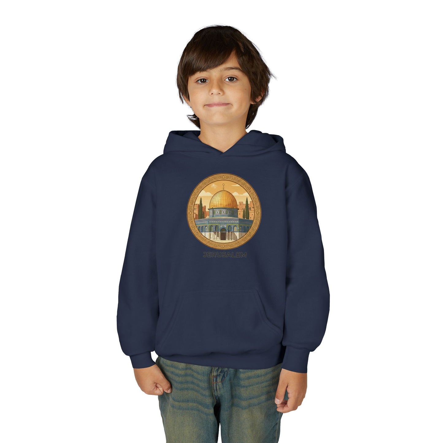 Jerusalem Dome Youth Hoodie – Vintage Dome of the Rock Graphic