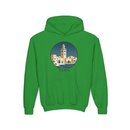 Tunis Youth Hoodie — Retro Tunis Cityscape Sweatshirt
