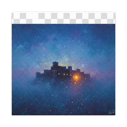 Tableau sur toile mate « Forteresse de la Nuit Étoilée » — Paysage mystique de château bleu