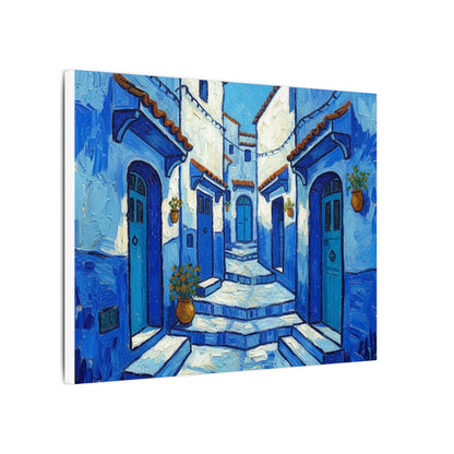Mediterranean Blue Alley Canvas Print — Stretched Matte Wall Art