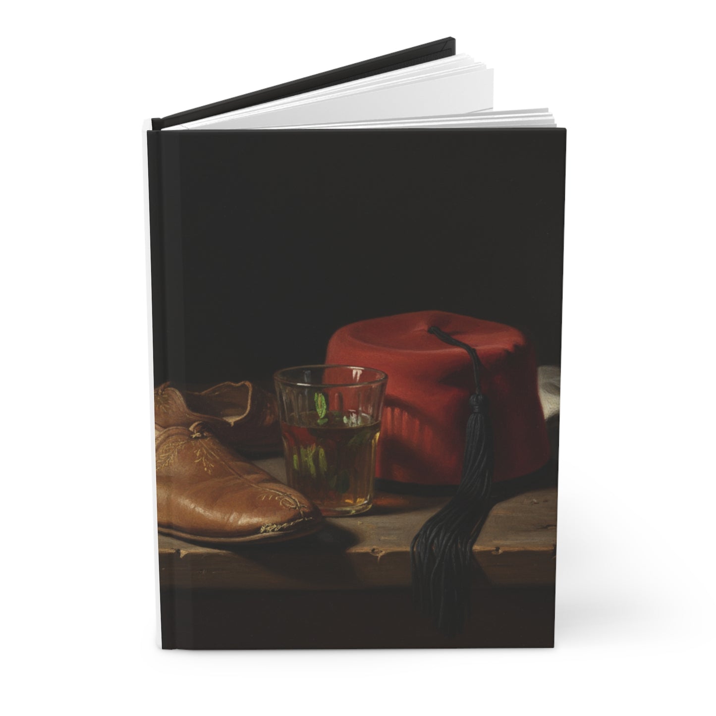 Carnet à couverture rigide — Nature morte vintage avec fez et thé