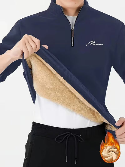 Men's Quarter Zip Lined Thick Warm Top