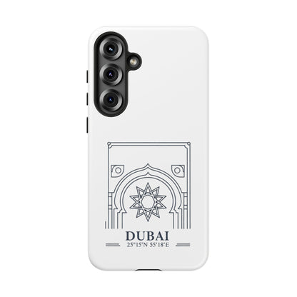 Dubai Architectural Phone Case — Minimal Souvenir Travel Design with Coordinates