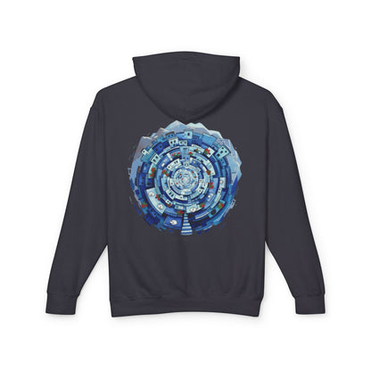 Abstract Blue Mandala Hoodie — Geometric Spiral Art Lightweight Hoodie