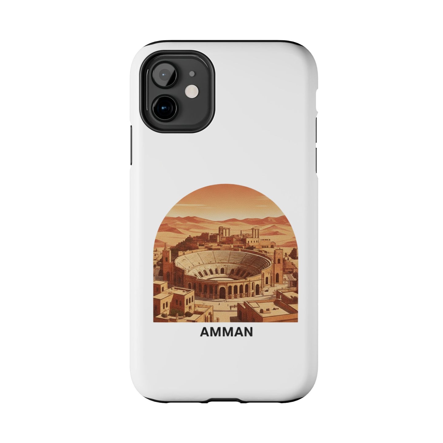 Amman Coliseum Tough Phone Case — Vintage Desert Cityscape Protective Cover