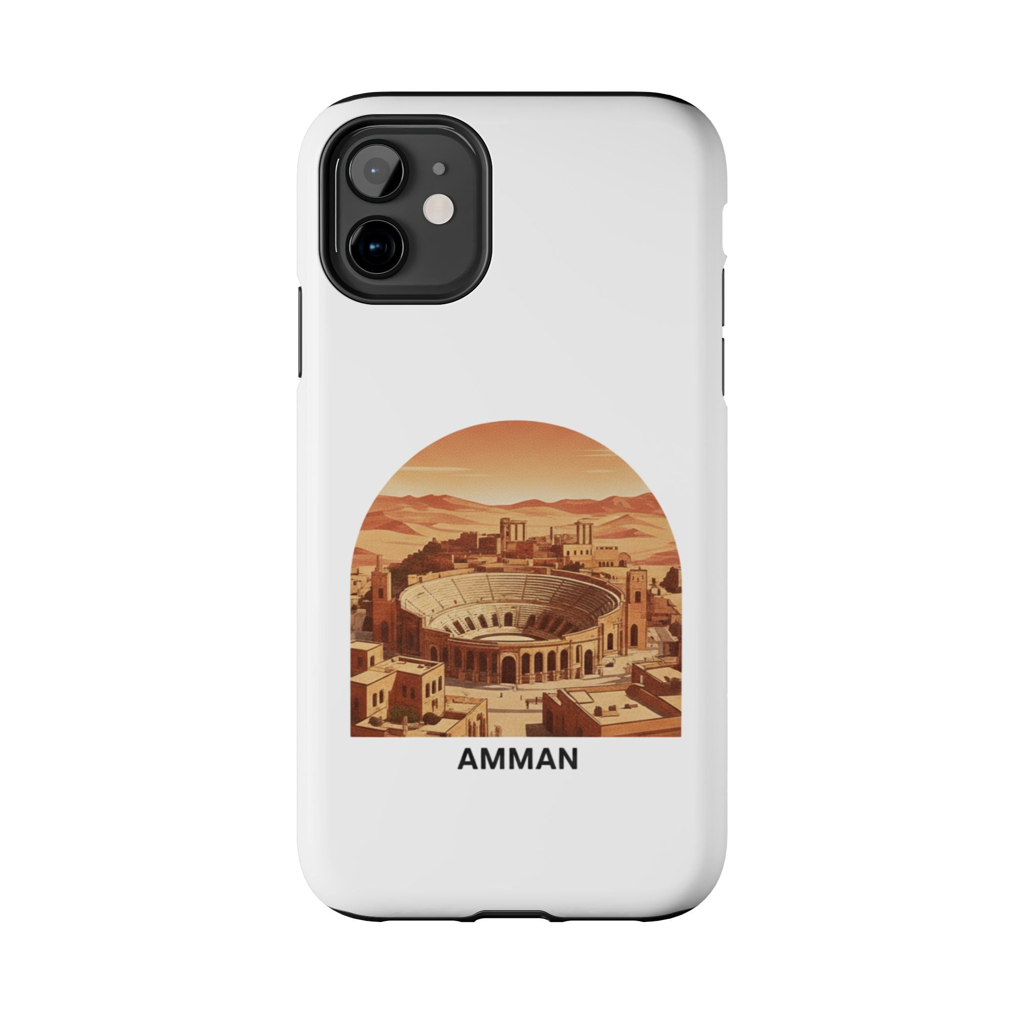 Amman Coliseum Tough Phone Case — Vintage Desert Cityscape Protective Cover