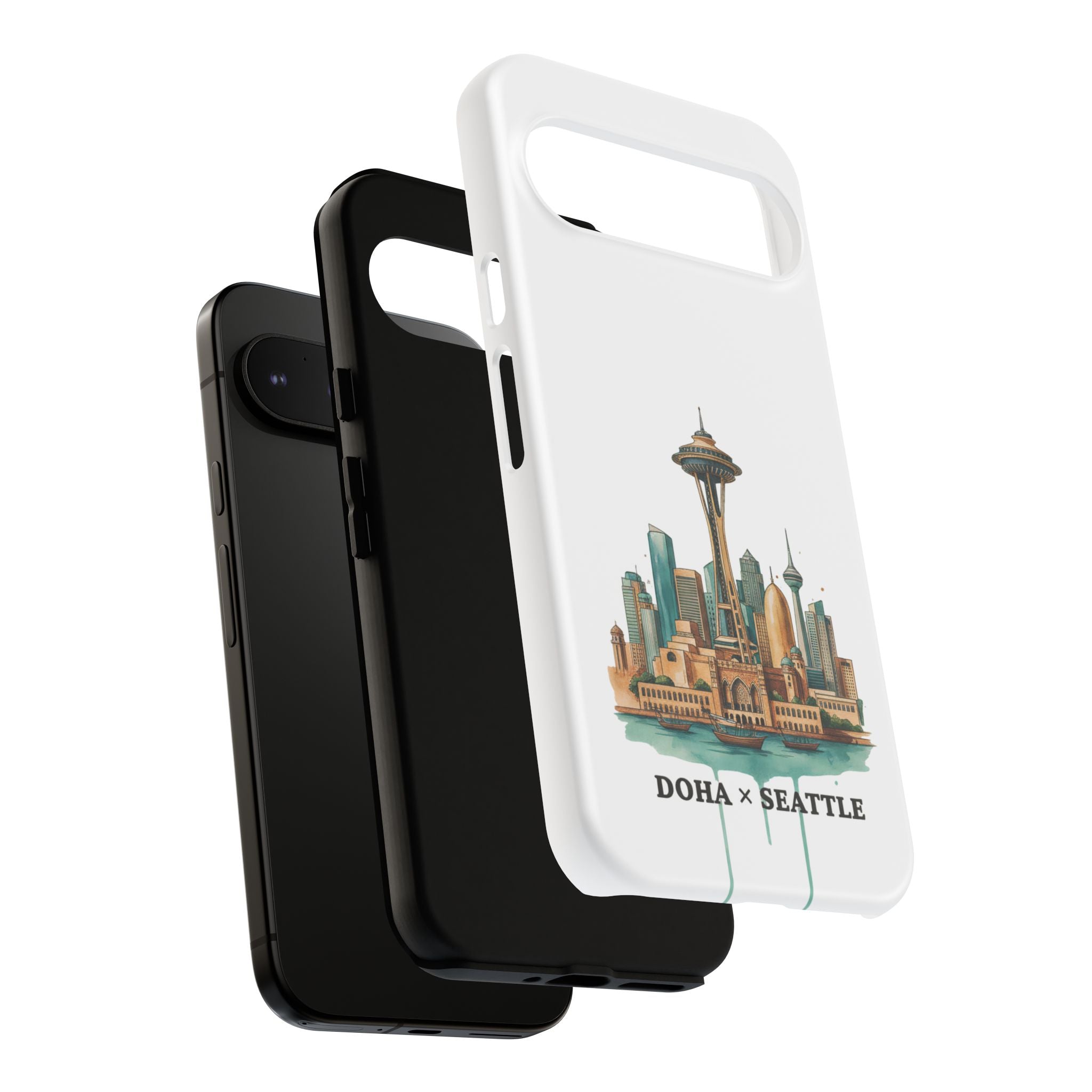 Doha x Seattle Skyline Tough Phone Case — Cityscape Protective Phone Cover
