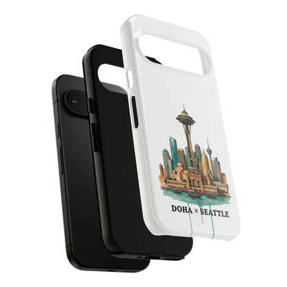Coque de téléphone résistante Doha x Seattle Skyline — Protection pour téléphone inspirée de la ville