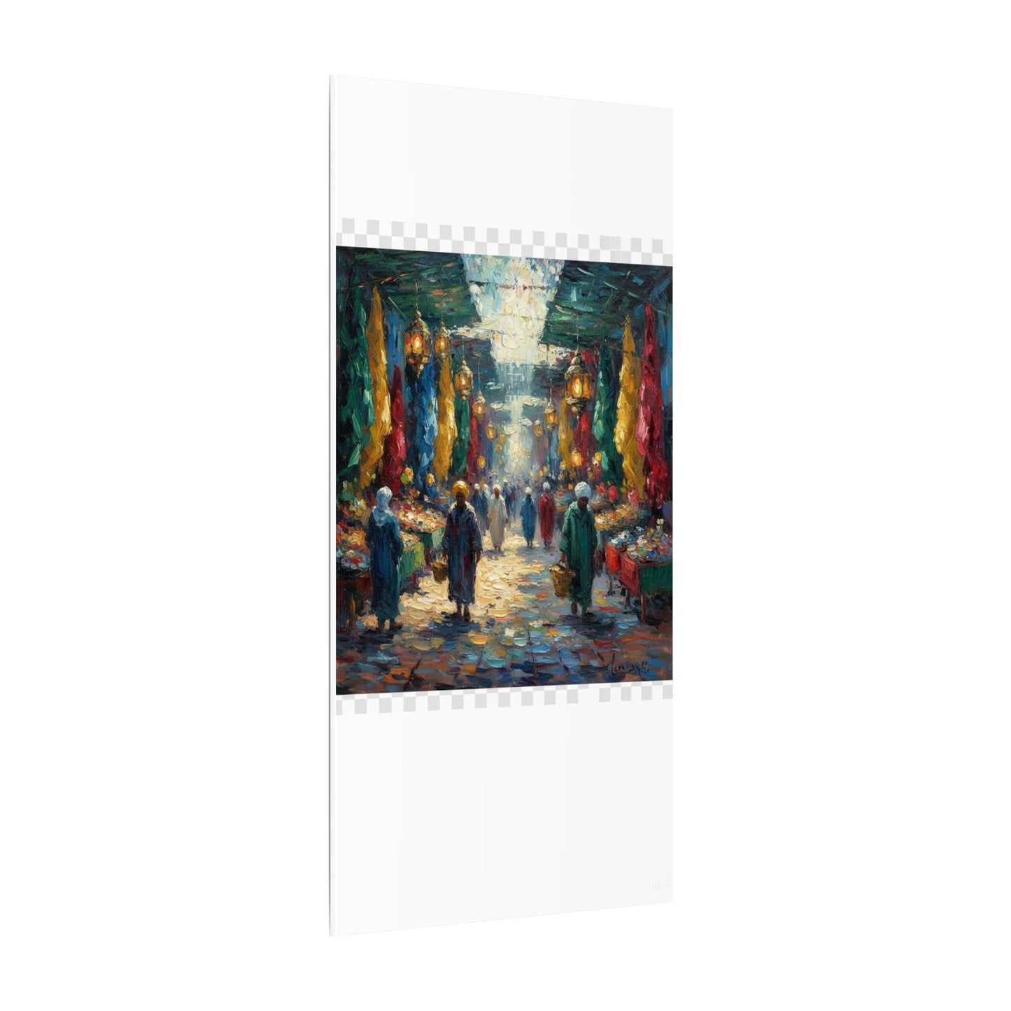 Middle Eastern Market Matte Canvas Wall Art — Colorful Bazaar Street Scene