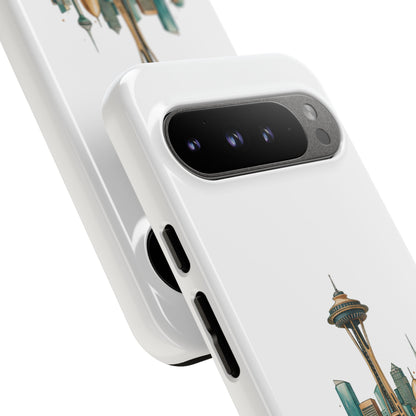 Coque de téléphone résistante Doha x Seattle Skyline — Protection pour téléphone inspirée de la ville