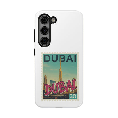 Coque de téléphone motif timbre-poste de Dubaï — Coque iPhone résistante inspirée du voyage