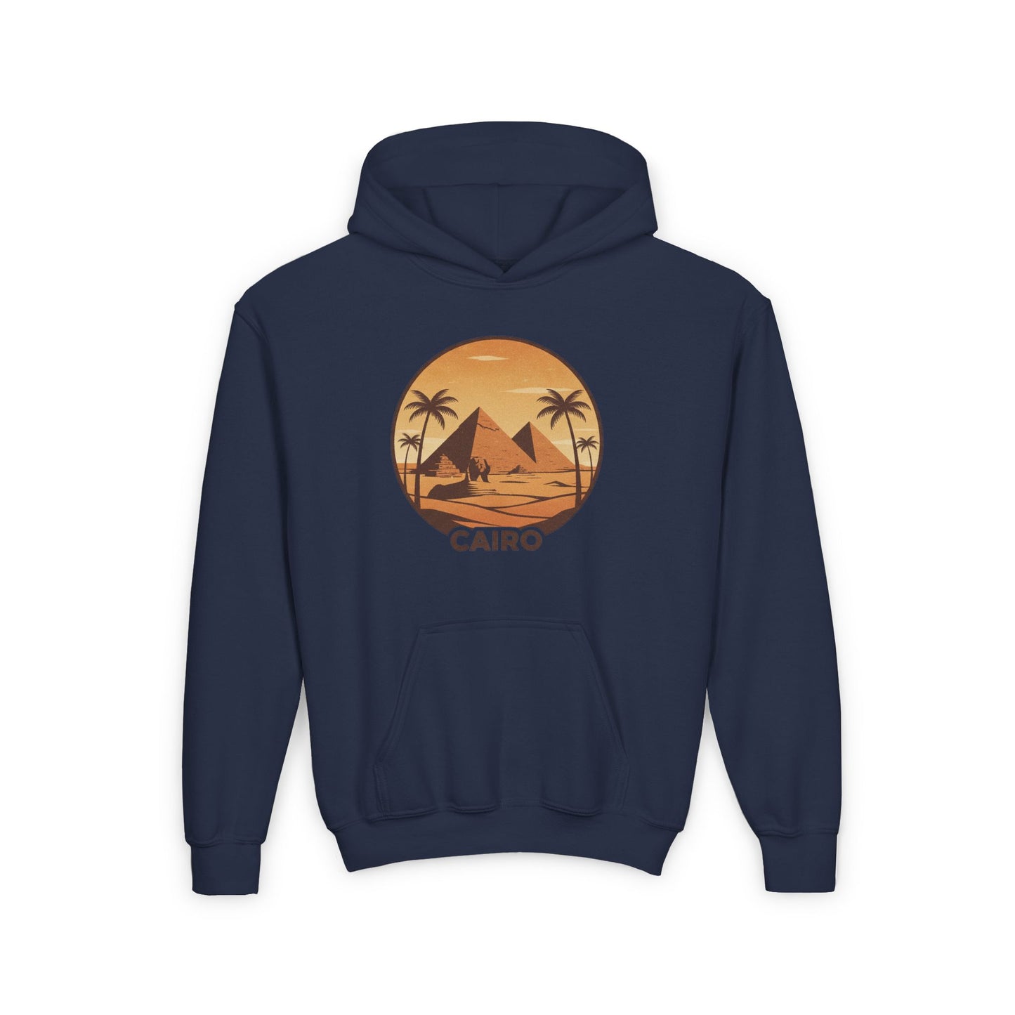Youth Hoodie - Cairo Retro Pyramids Sunset Graphic