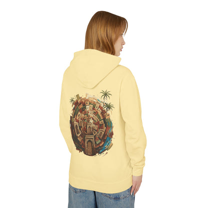 Lightweight Hoodie — Vintage Moroccan Medina Circle Back Print