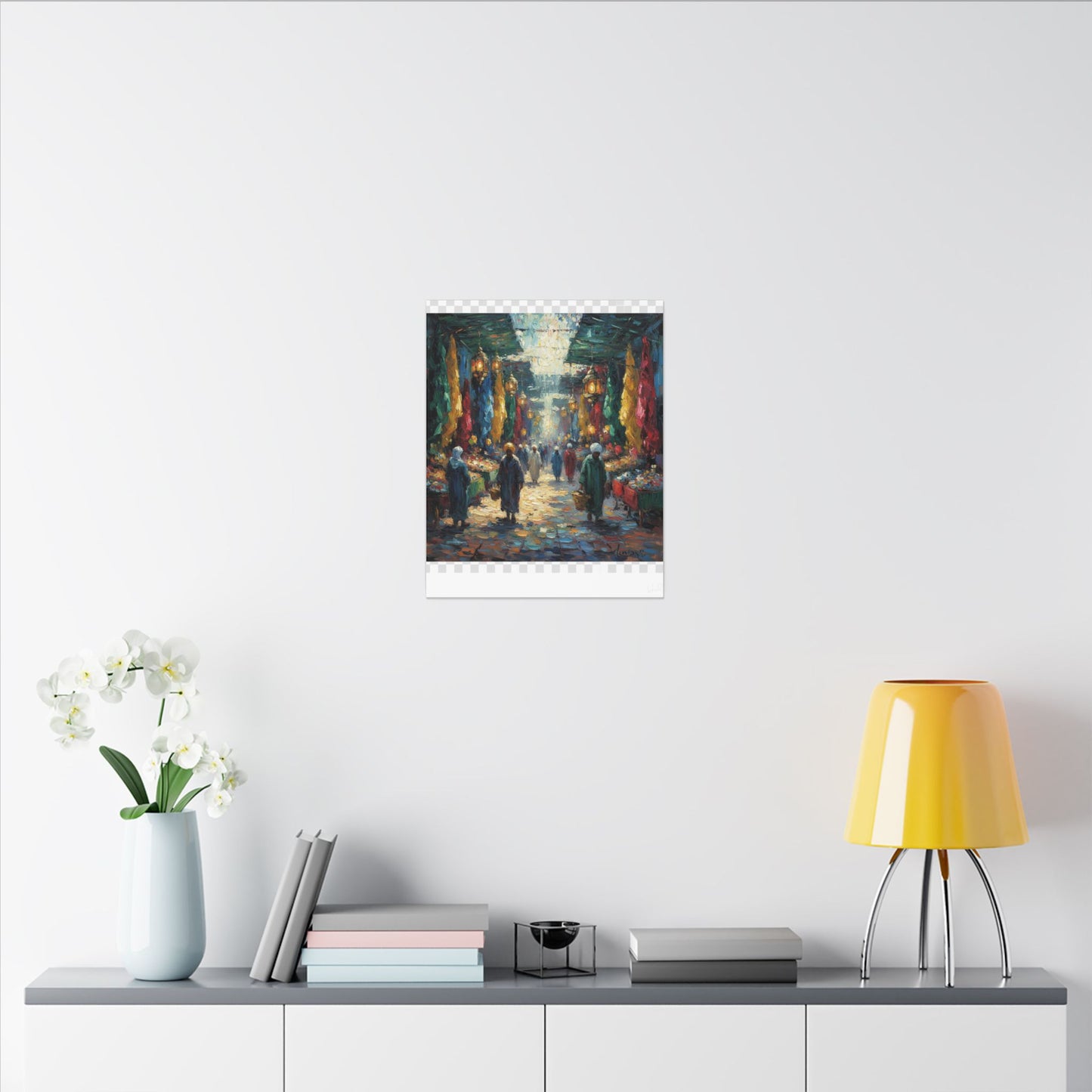 Middle Eastern Market Matte Canvas Wall Art — Colorful Bazaar Street Scene