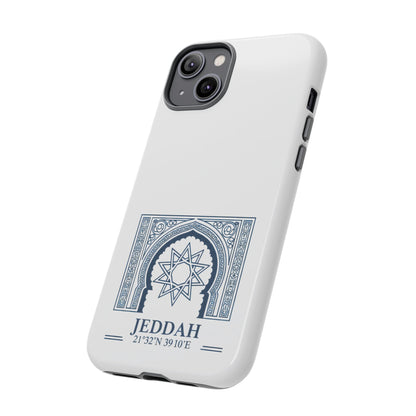 Jeddah Coordinates Phone Case — Blue Islamic Arch Travel Souvenir