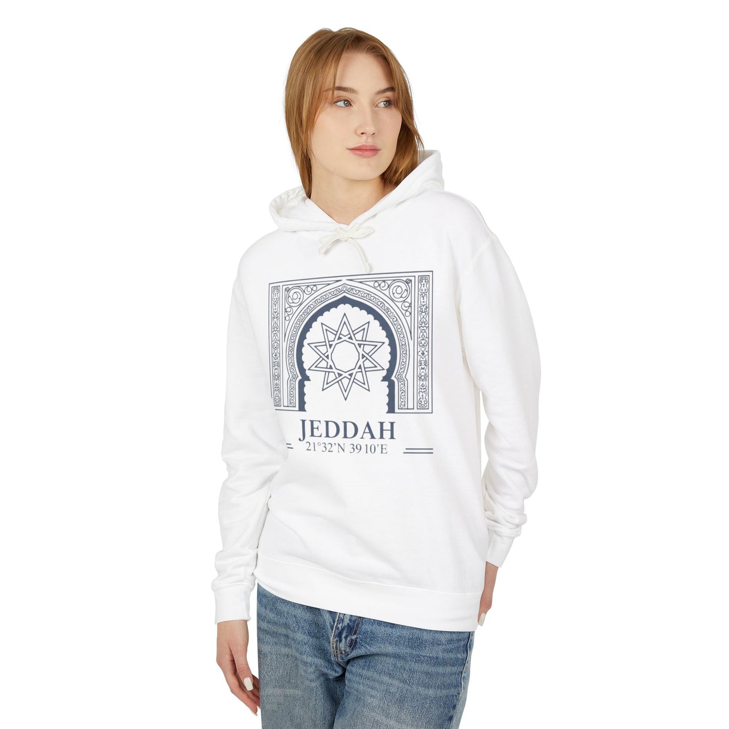 Jeddah Architectural Hoodie — Middle Eastern Geometric Travel Pullover
