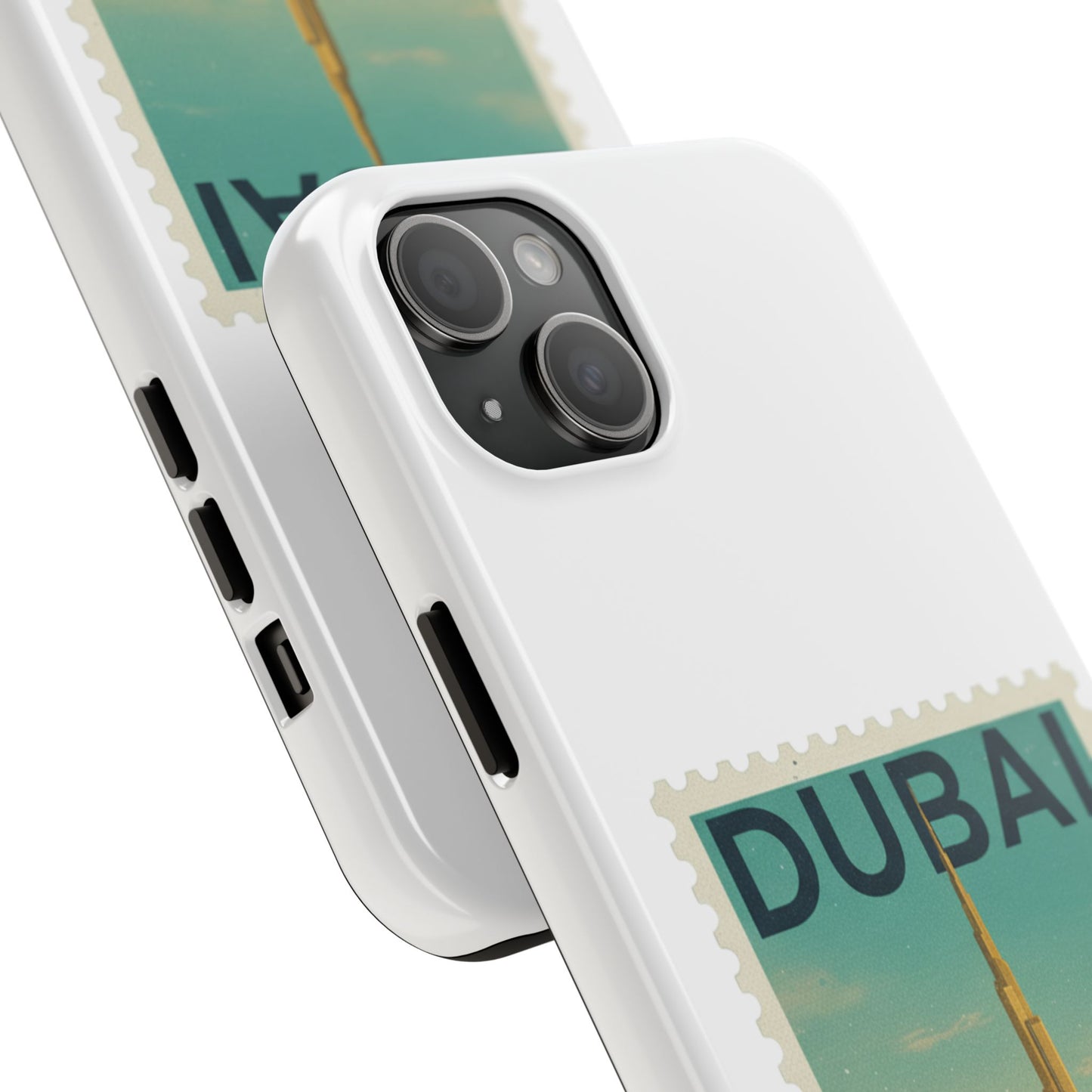 Coque de téléphone motif timbre-poste de Dubaï — Coque iPhone résistante inspirée du voyage