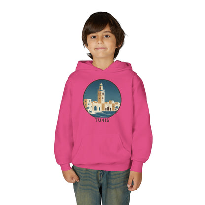 Tunis Youth Hoodie — Retro Tunis Cityscape Sweatshirt