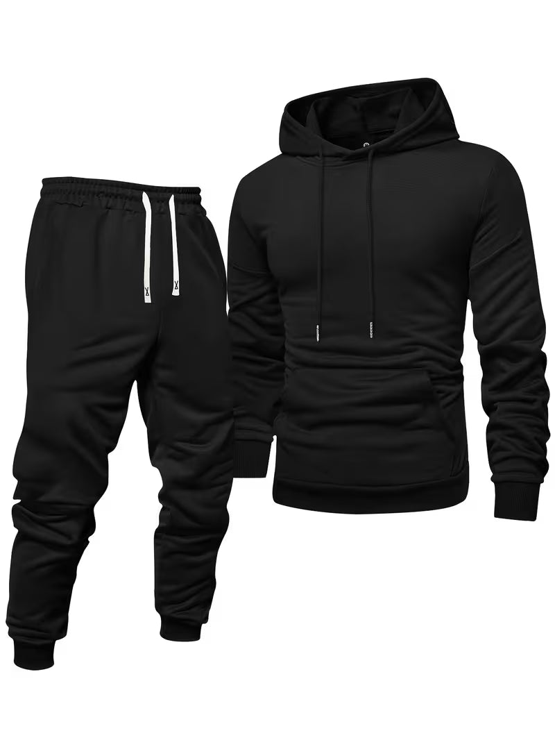 Men’s Hooded Sweatshirt and Sweatpants Set for Spring and Autumn