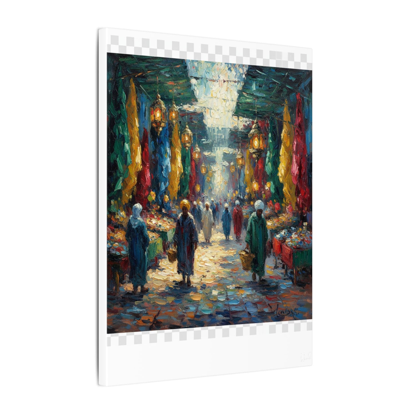 Middle Eastern Market Matte Canvas Wall Art — Colorful Bazaar Street Scene
