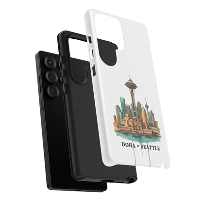 Coque de téléphone résistante Doha x Seattle Skyline — Protection pour téléphone inspirée de la ville