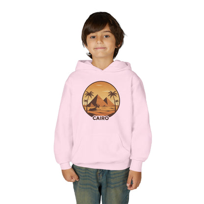 Youth Hoodie - Cairo Retro Pyramids Sunset Graphic