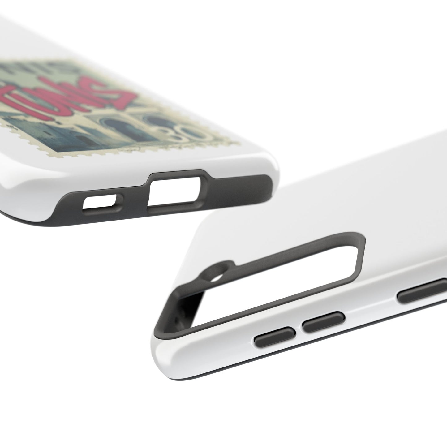 Coque de téléphone résistante à motif timbre vintage de Tunis — Étui de téléphone rétro pour voyage en Tunisie