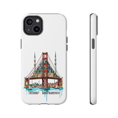 City Bridge Phone Case — Istanbul × San Francisco Illustrated Travel Design