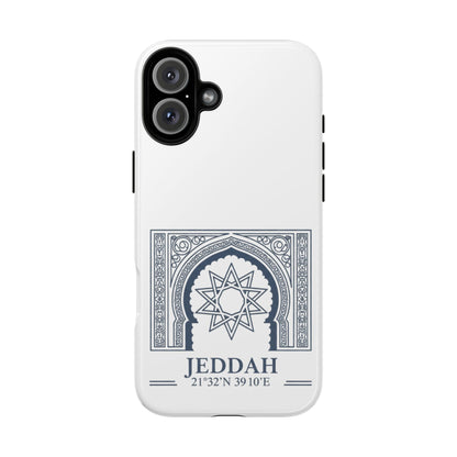 Jeddah Coordinates Phone Case — Arabic Arch Geometric Design