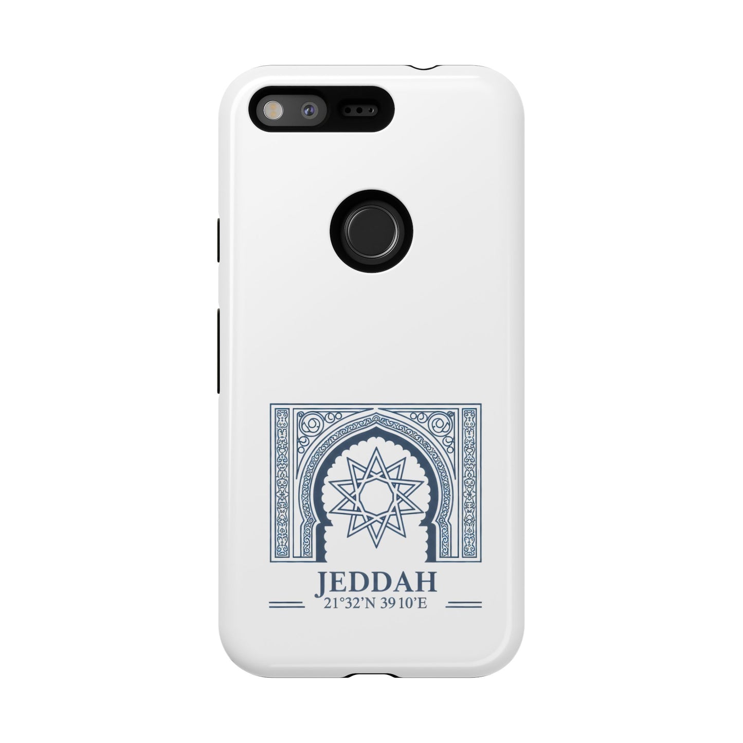 Jeddah Coordinates Phone Case — Blue Islamic Arch Travel Souvenir