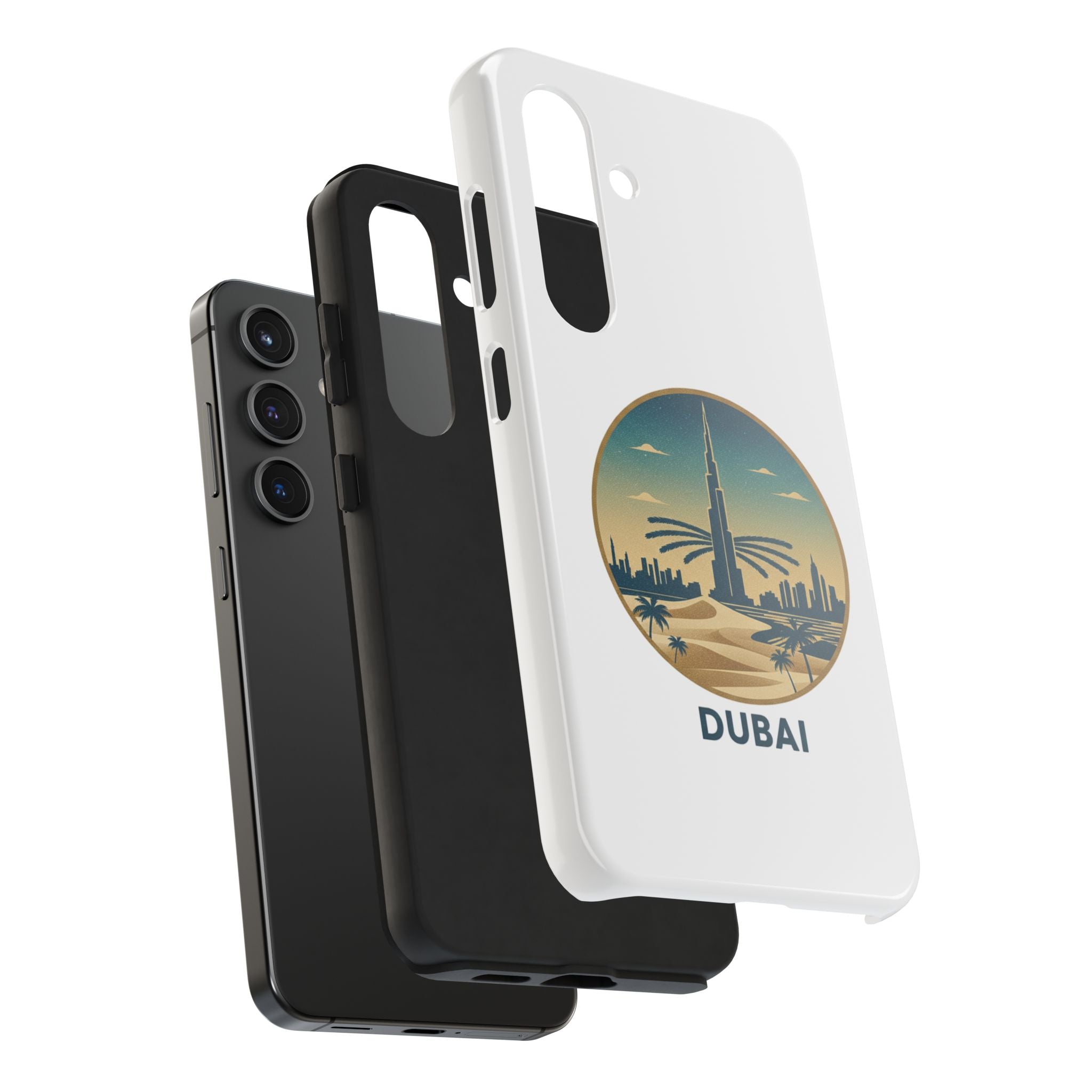 Dubai Skyline Tough Phone Case — Retro Desert Palm Travel Phone Cover