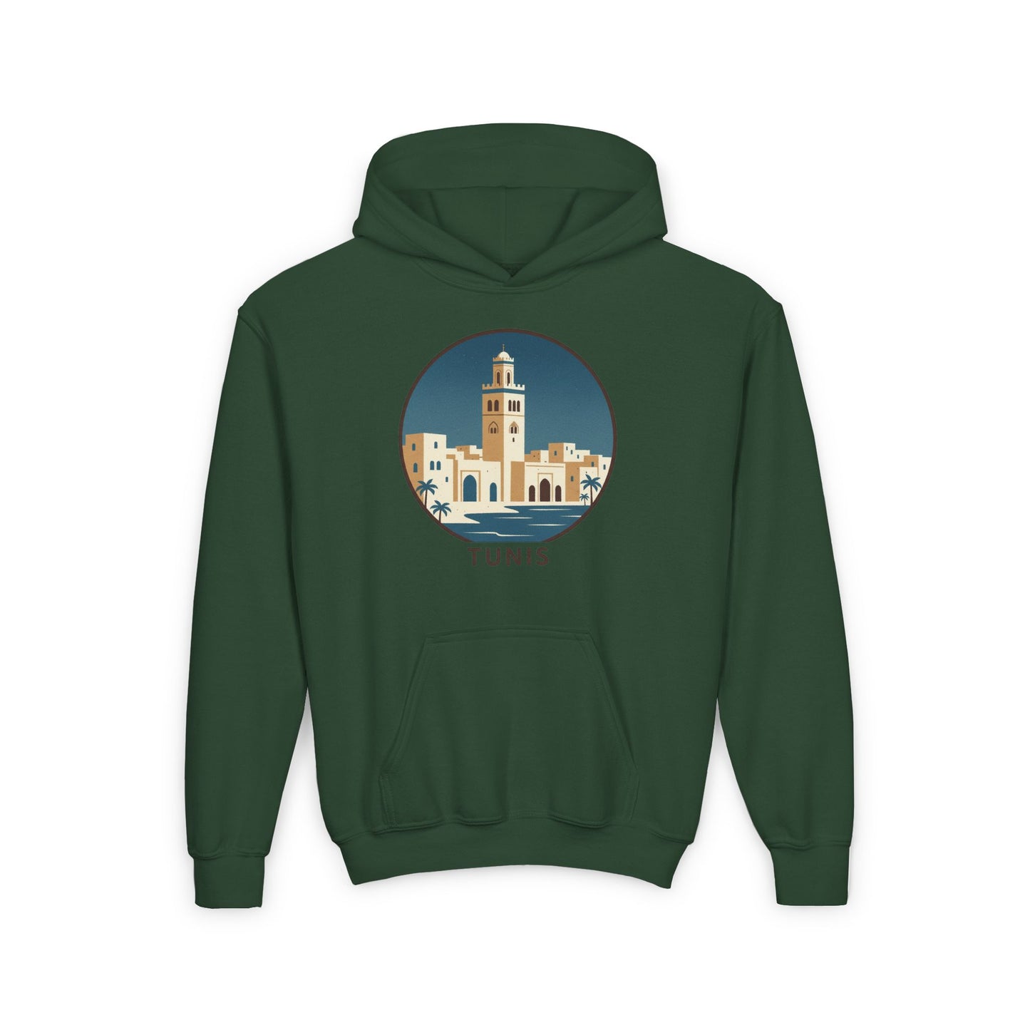 Tunis Youth Hoodie — Retro Tunis Cityscape Sweatshirt
