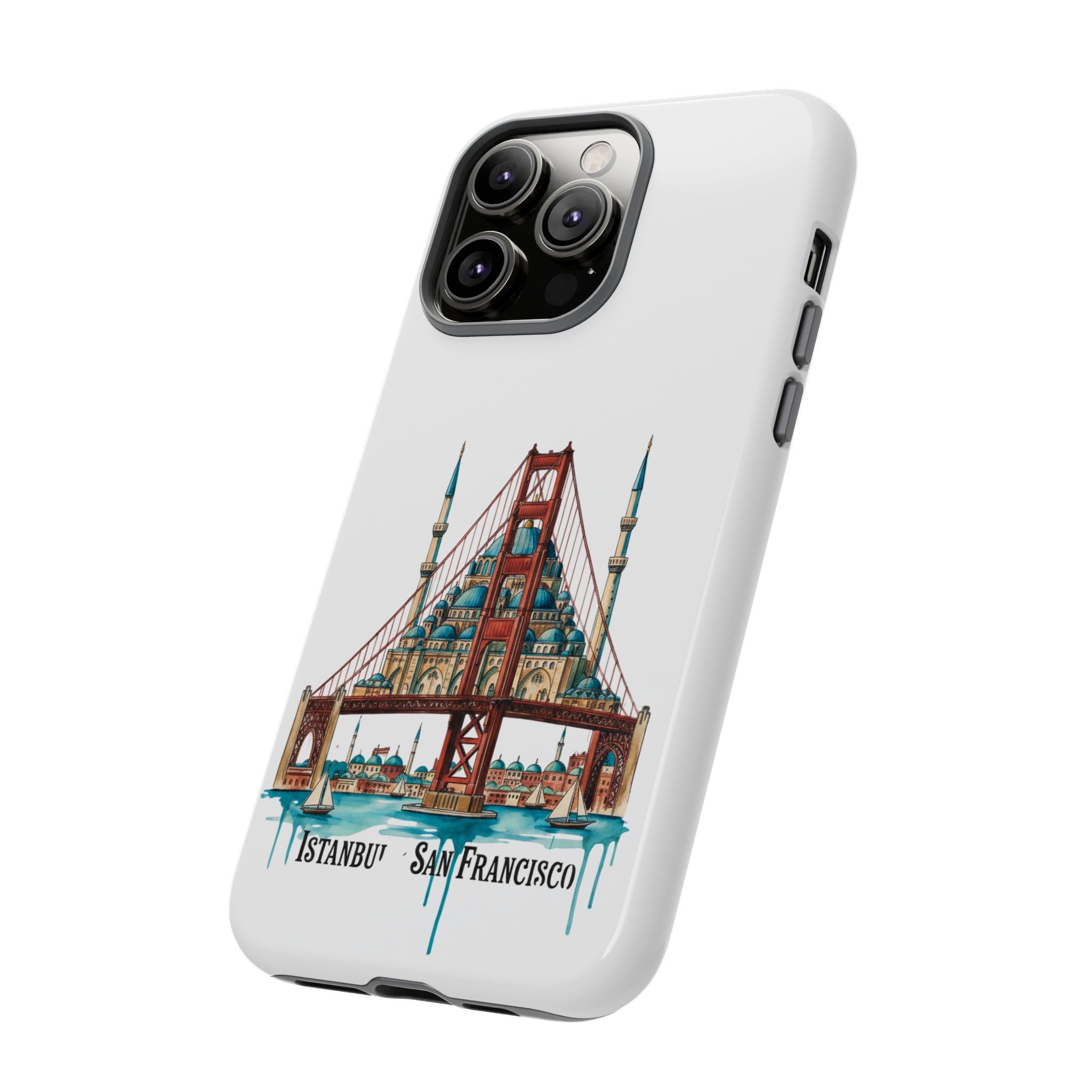 City Bridge Phone Case — Istanbul × San Francisco Illustrated Travel Design
