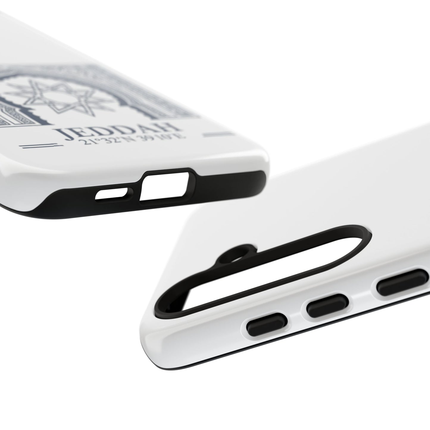 Jeddah Coordinates Phone Case — Arabic Arch Geometric Design