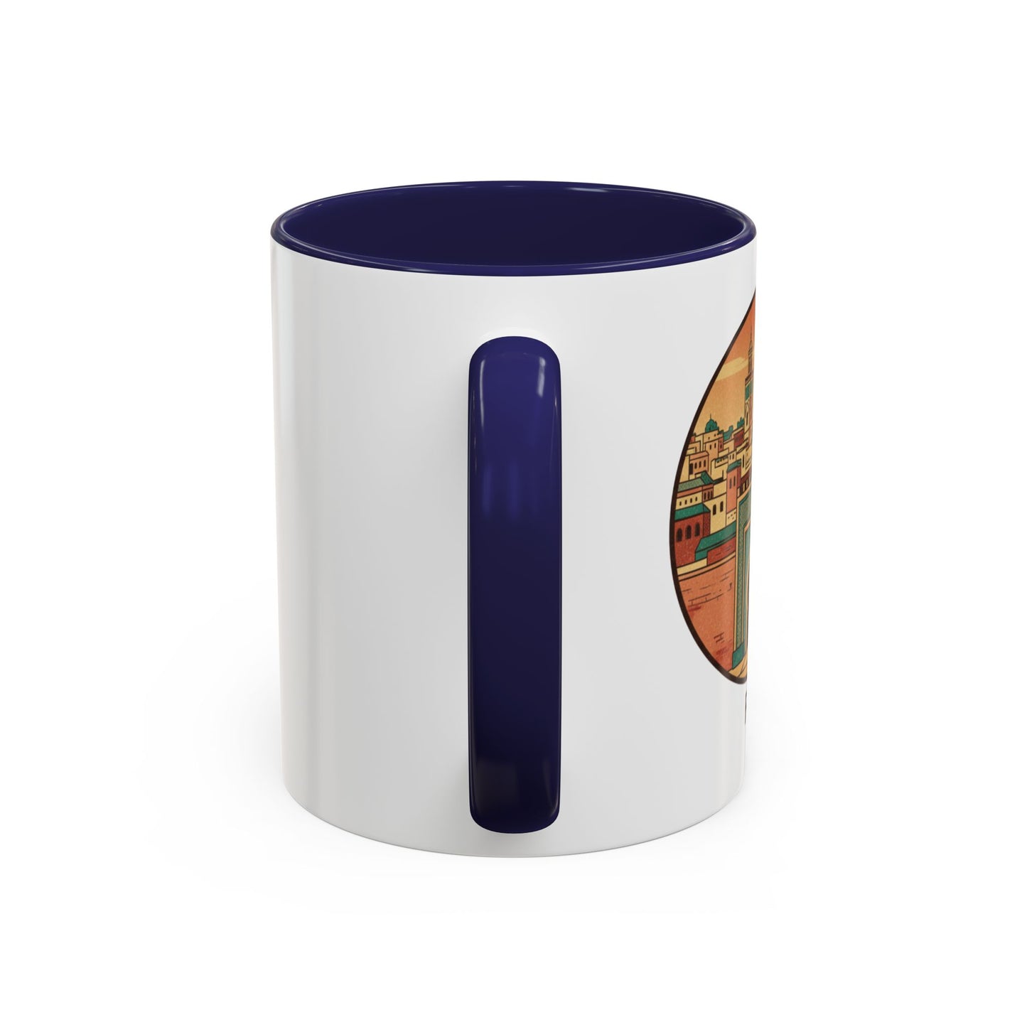 Mug à café Fez Landmark Accent — Souvenir de voyage représentant un paysage urbain marocain (11/15 oz)