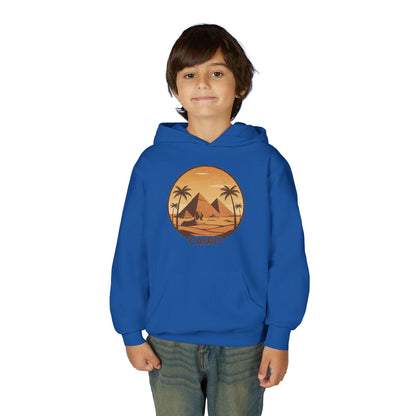 Youth Hoodie - Cairo Retro Pyramids Sunset Graphic