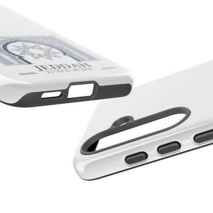 Jeddah Coordinates Phone Case — Blue Islamic Arch Travel Souvenir