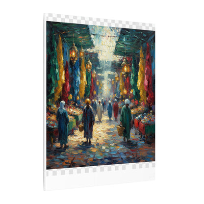 Middle Eastern Market Matte Canvas Wall Art — Colorful Bazaar Street Scene